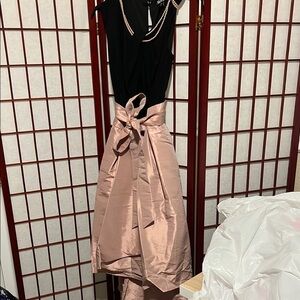 SL FASHIONS NY Elegant Black and Pink Women's Dress w/ necklace